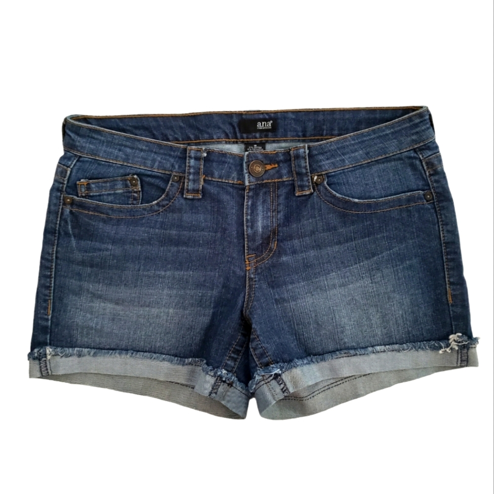 A.N.A  blue denim mid rise cuffed pocket shorts 10